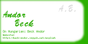 andor beck business card